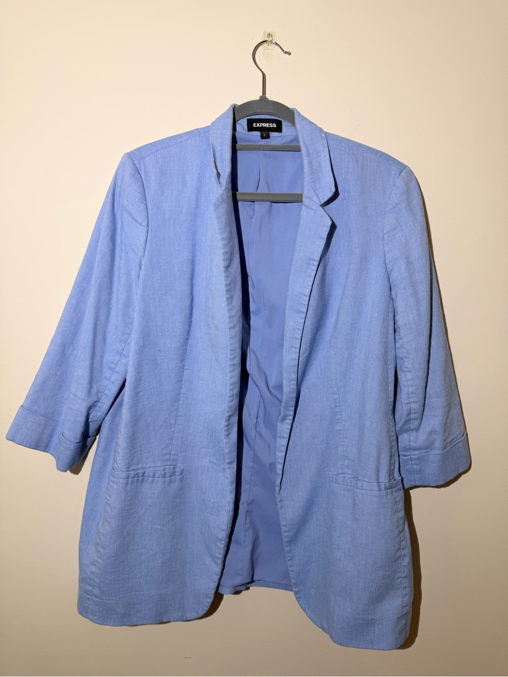 Express Light Blue Relaxed Open Blazer and Pants